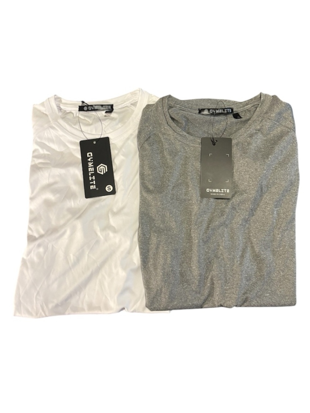 GYMELITE Men’s Short Sleeve Crew Neck Tee - White & Silver